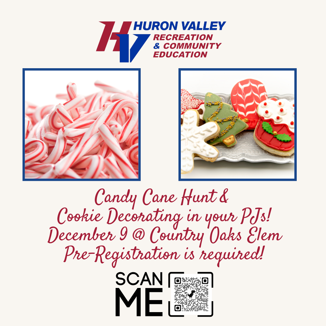 Huron Valley Rec and Ed Summer Programs Flyer with QR Code and Website link www.huronvalleyrec.com