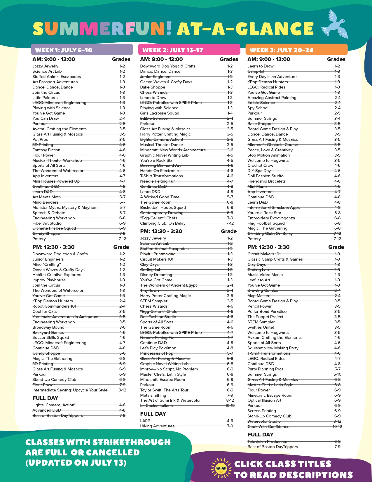 SummerFun At-A-Glance