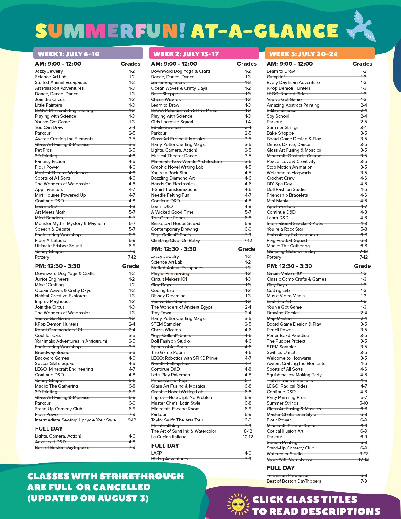 SummerFun At-A-Glance