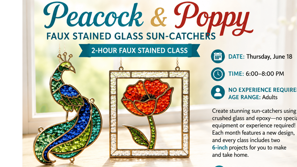 Picture for: Peacock and Poppy Faux Stained Glass Sun-Catchers