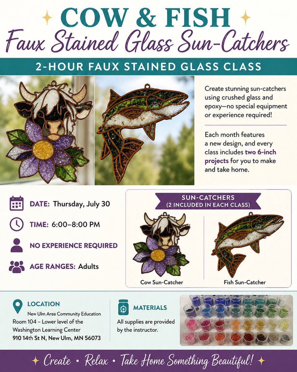 Picture for: Cow & Fish Faux Stained Glass Sun-Catchers