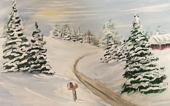 Picture for: Acrylic Painting: Snowy Winter with Mailbox