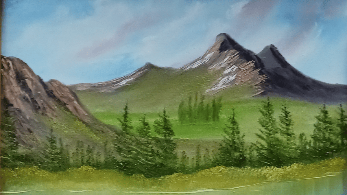 Bob Ross Oil Painting Mountain Ridge Lake - ISD 191 Burnsville