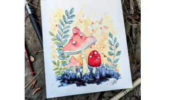 Course Art Classes with Caroline Porter- Fall Mushroom Forest Art Journal image 1