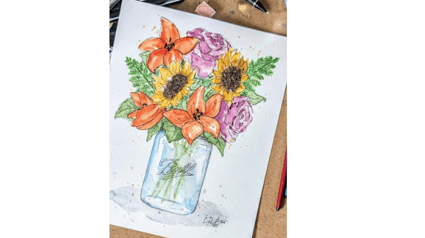 Course Art Classes with Caroline Porter- Autumn Mason Jar Floral Class image 1