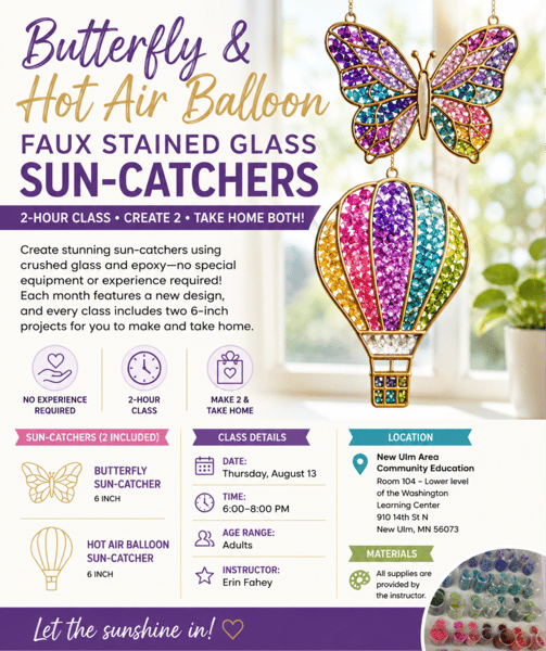 Picture for: Butterfly & Hot Air Balloon Faux Stained Glass Sun-Catchers