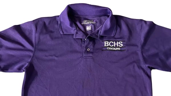 Picture for: "BCHS Centaurs" Purple GTM Sportswear Short Sleeve Polo with Buttons (Quick-Dry Material) - Medium