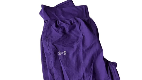 Picture for: Purple Under Armour Windbreaker Pants with Elastic Waistband, Pockets, and Ankle Zippers (Worn Out Logo) - Unisex/Women's Medium