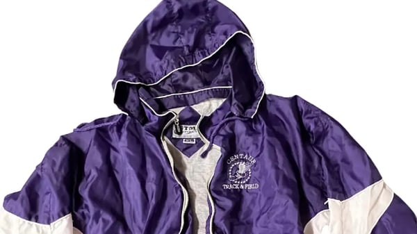 Picture for: "Centaur Track & Field" Purple and White GTM Sportswear Windbreaker Zip-Up Jacket with Zipper Pockets and Hood - Unisex XL