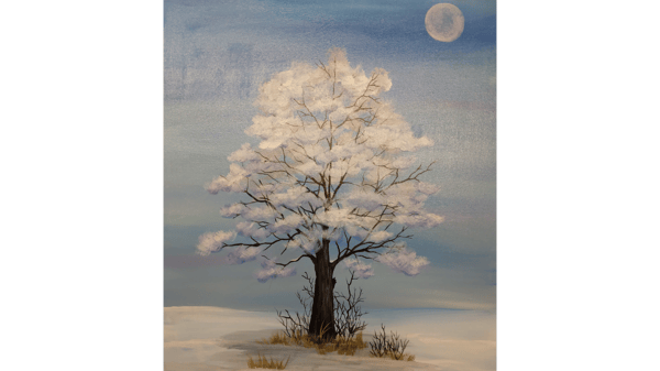 Course Blue Winter Tree Painting image 1