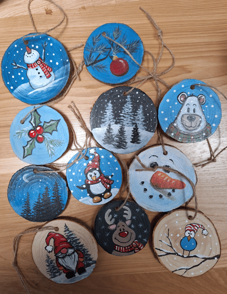 Picture for: Round wooden painted ornaments