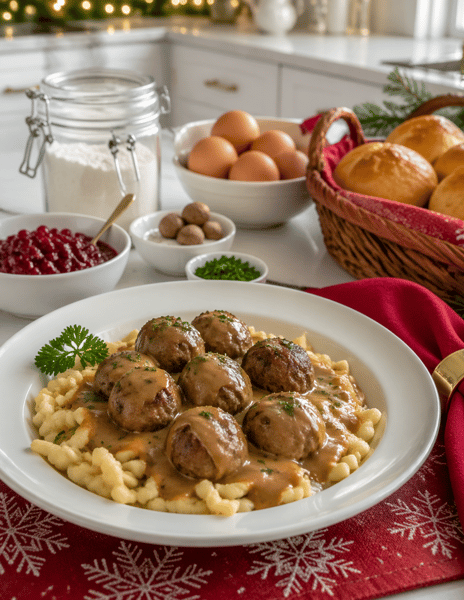 Picture for Swedish Meatballs & Spaetzle (Homemade Egg Noodles): From Scratch Holiday Comfort Food