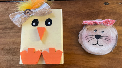Course Wooden Chick & Bunny / Pollito y conejito de madera image 1