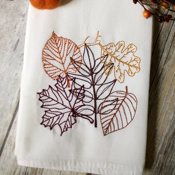 Picture for Fall Embroidery on a Flour Sack Tea Towel - NEW