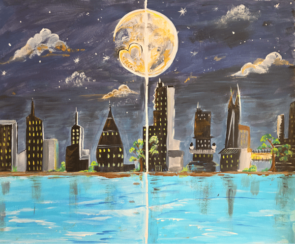 Picture for Paint Date Night (couples) : Moon Over Metropolis - NEW
