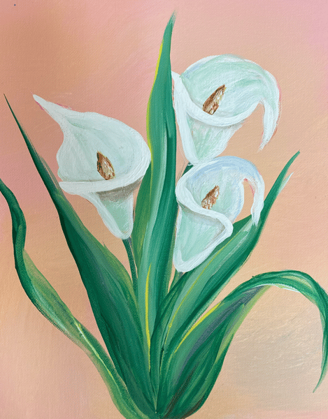 Picture for: Acrylic Painting: Black Canvas Calla Lilly