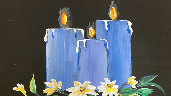 Picture for: Acrylic Painting: Black Canvas Candles with Daises