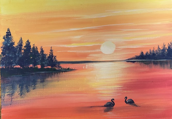 Picture for: Acrylic Painting: Swans on Water