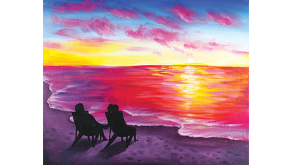 Course Couple at Sunset Canvas Painting image 1