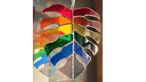 Course Intro to Stained Glass - Rainbow Monstera image 1