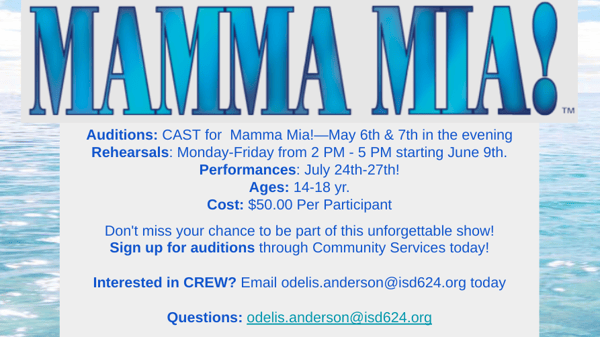 Course Summer Mamma Mia Auditions: Age 14-18 image 1