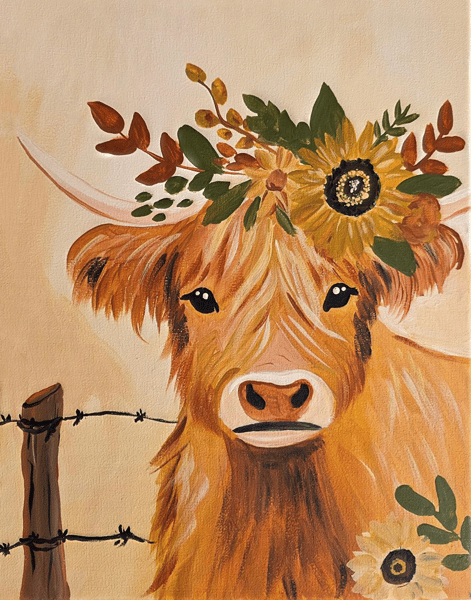 Picture for Honey the Highlander Cow in Acrylics