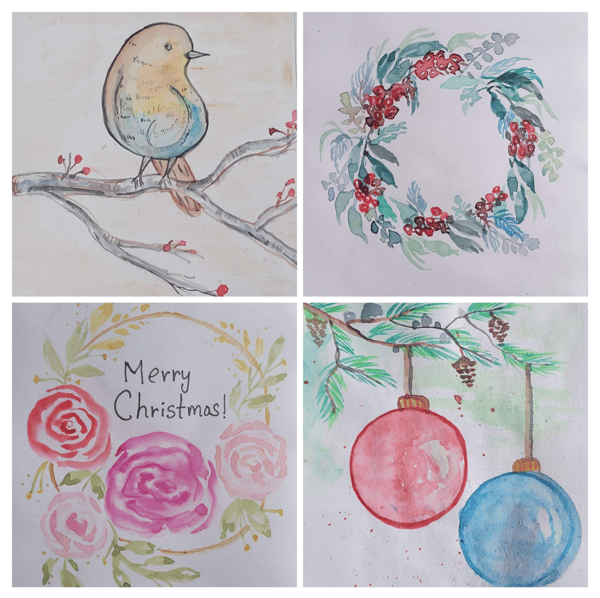 Picture for Watercolor Seasonal Greeting Cards