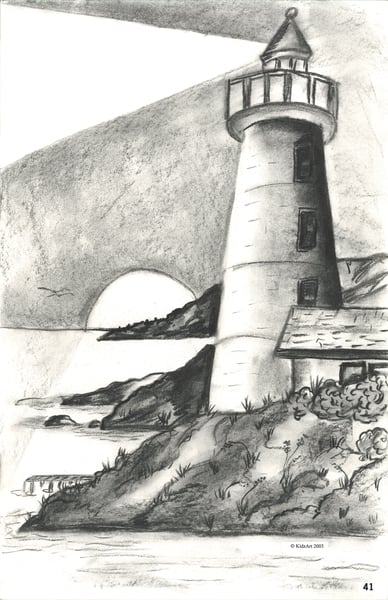 charcoal, Drawing, lighthouse, regan, South Community Education