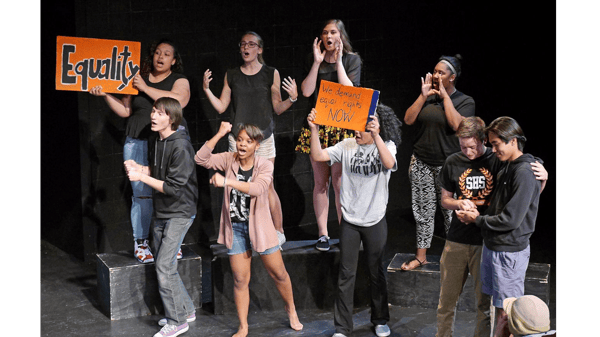 acting, acting class, artistic voice, building community, class students, cultural awareness, Justice Page After School, Justice Page Community Education, performance skills, theater, theatre