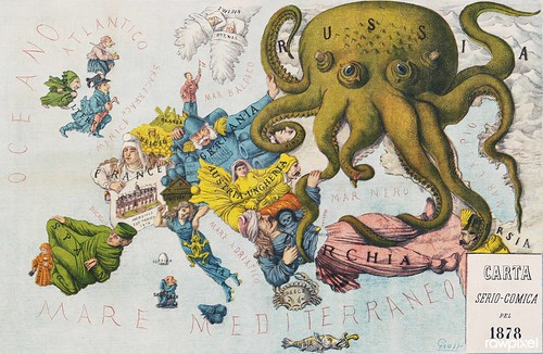 Papagallo no.15 la Piovra Russa Anno VI by Augusto Grossi (1835-1919), a cartoon depiction of Europe in 1878, using caricatures and monster kraken. Original from Library of Congress. Digitally enhanced by rawpixel.