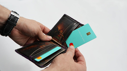 A green starling bank card stock photo