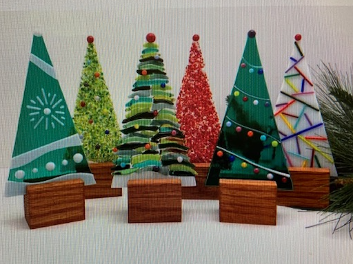 Picture for New!  Fused Glass Tree in Wood Base