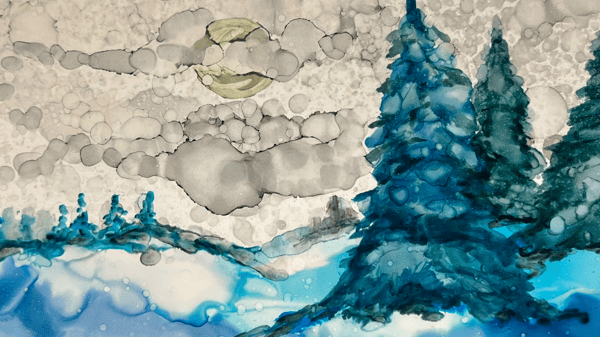 Picture for: Alcohol Ink Pine Tree Winter Landscape