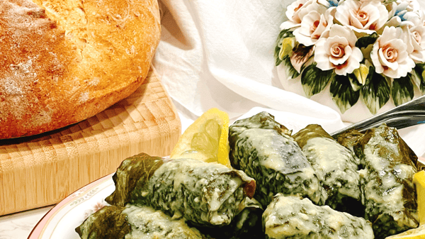 Picture for: Mediterranean Holiday Elegance: Greek Dolmáthes in Avgolemono Sauce & Crusty Artisan Bread