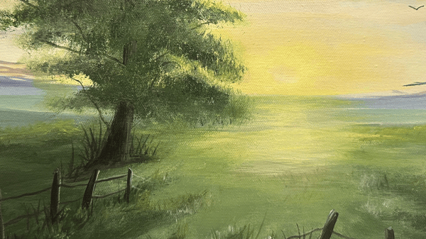 Picture for: Pasture Sunset with Fence Acrylic Painting