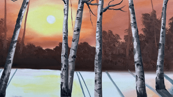 Picture for: Sunlit Snowy Birch Oil Paiting
