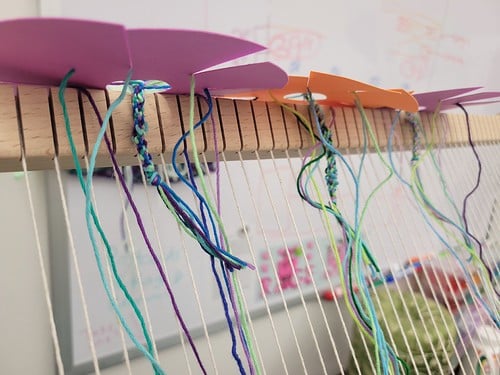 Friendship bracelet jellyfish lined up