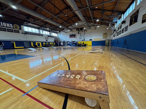 Cornhole boards at WPSD big gym