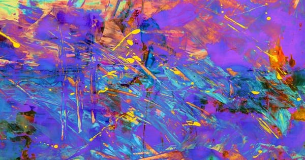 Dynamic abstract painting with bold, vibrant colors and expressive brushstrokes.