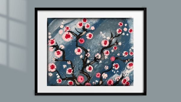 Course Cherry Blossom Acrylic Pour Painting image 1
