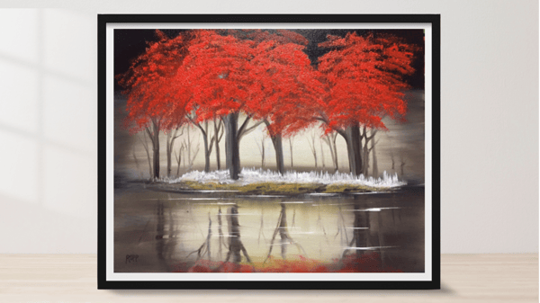Picture for: Bob Ross Style Painting - Red Trees