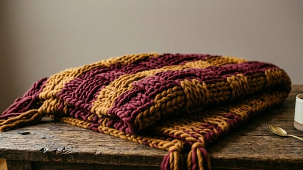 Picture for Hand Knit Chunky Blanket - Basket Weave Design