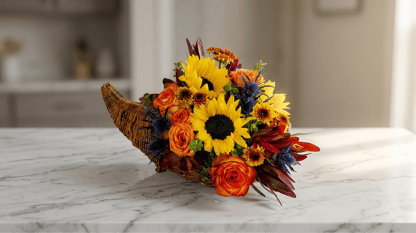Picture for Harvest Abundance; Thanksgiving Cornucopia Centerpiece