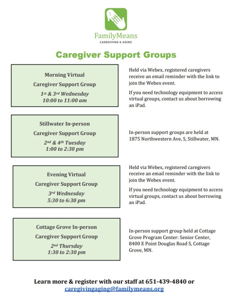 Picture for Caregiver Support Group through FamilyMeans Adult 50+ 2026-2027