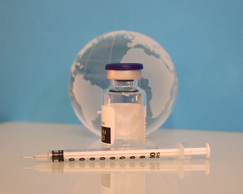 Syringe, Vaccine Bottle, and Globe
