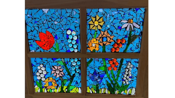 Course Custom Glass Mosaic Table Lamp or Suncatcher image 1