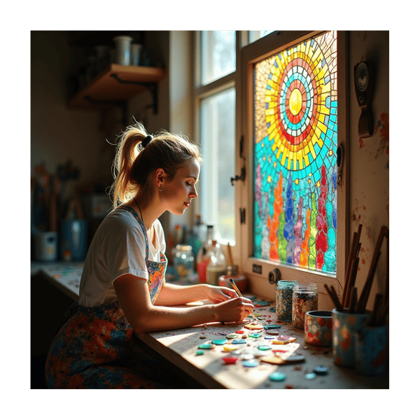 Picture for: Colorful Glass Mosaic Sun Catcher or Candle Lantern