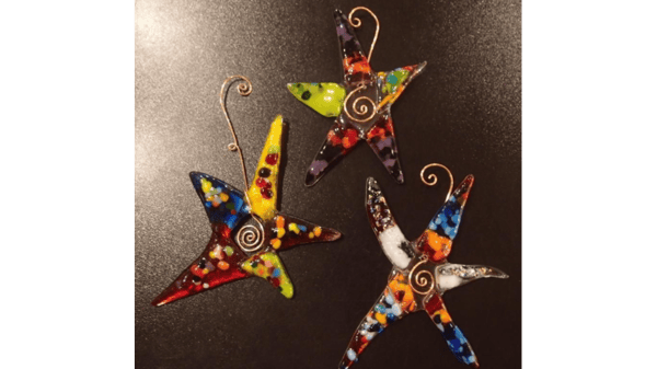 Course New! Fused Glass Large Wire Wrapped Star (8”) image 1
