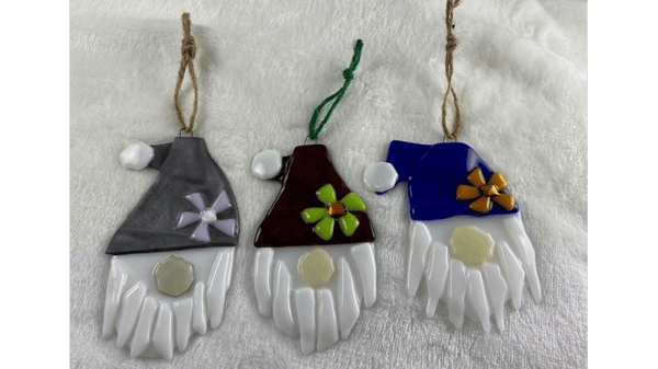 Course Classic Fused Glass Christmas Ornament Class – Make 3 Ornaments! Pick either Classic or Gnomes! image 1
