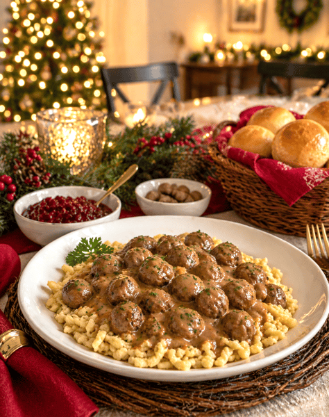 Picture for Swedish Meatballs & Spaetzle (Homemade Egg Noodles) - Online